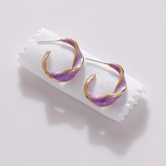 Twisted Art Line Purple Earrings