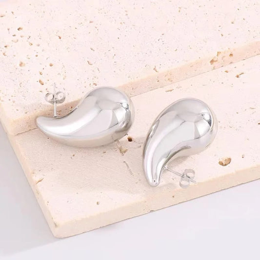 Water Tear Drop Style Stud Earrings | Gold & Silver