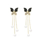 Black Butterfly pearl Tassel Earrings