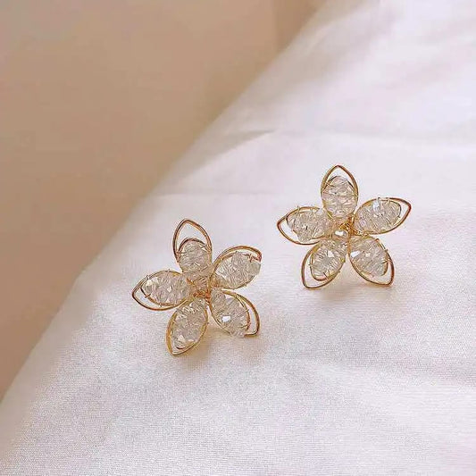 crystal flower stud earrings