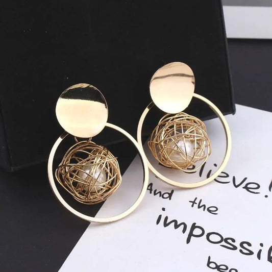 Nest Peral Ball circle Earrings