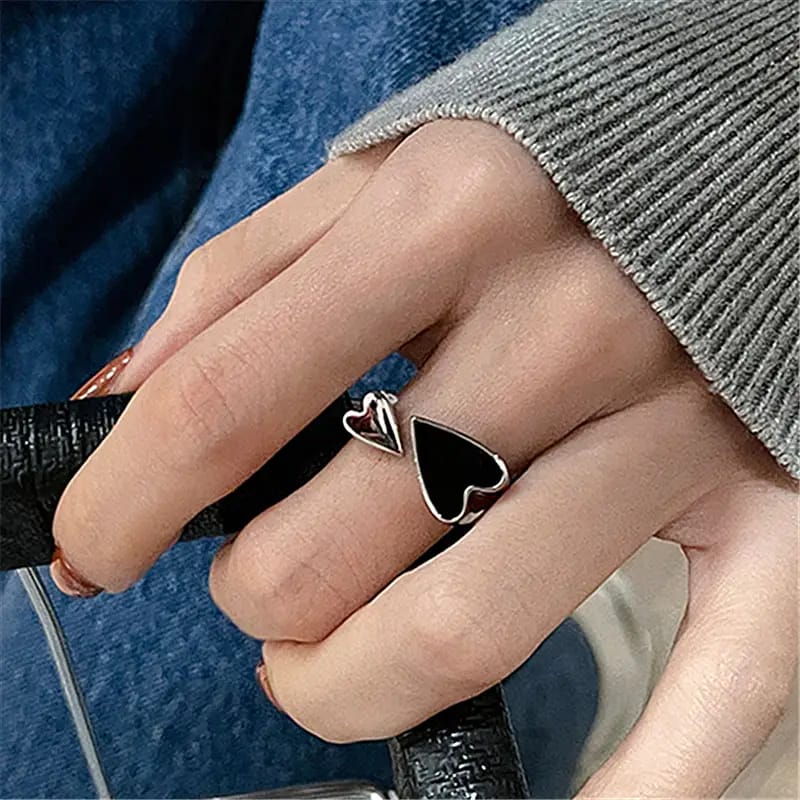 Women Black Love Index Ring