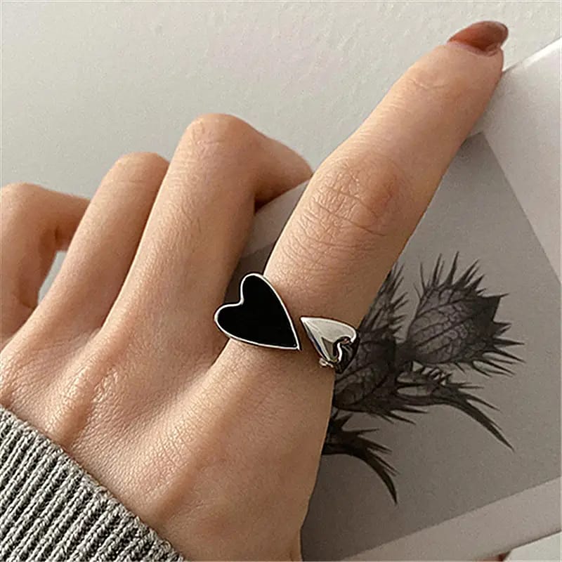 Women Black Love Index Ring