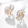 Double C Shaped Loop Crystal Earrings