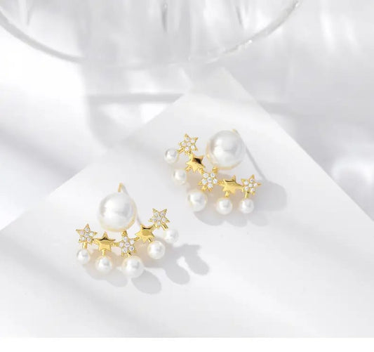 Five-Stars Pearl Alloy Cuff Earring