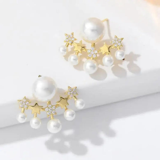 Five-Stars Pearl Alloy Cuff Earring