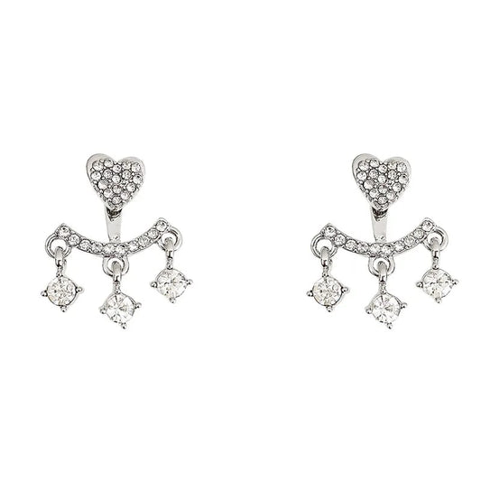 Heart Diamond Crystal Tassel Earrings