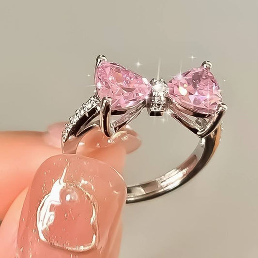 Crystal Cute Pink Bow Ring
