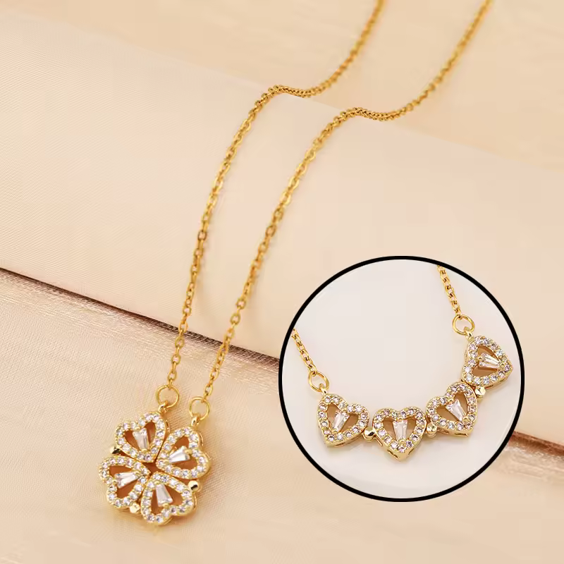 2-in-1  Gold Magnetic Hearts Pendant