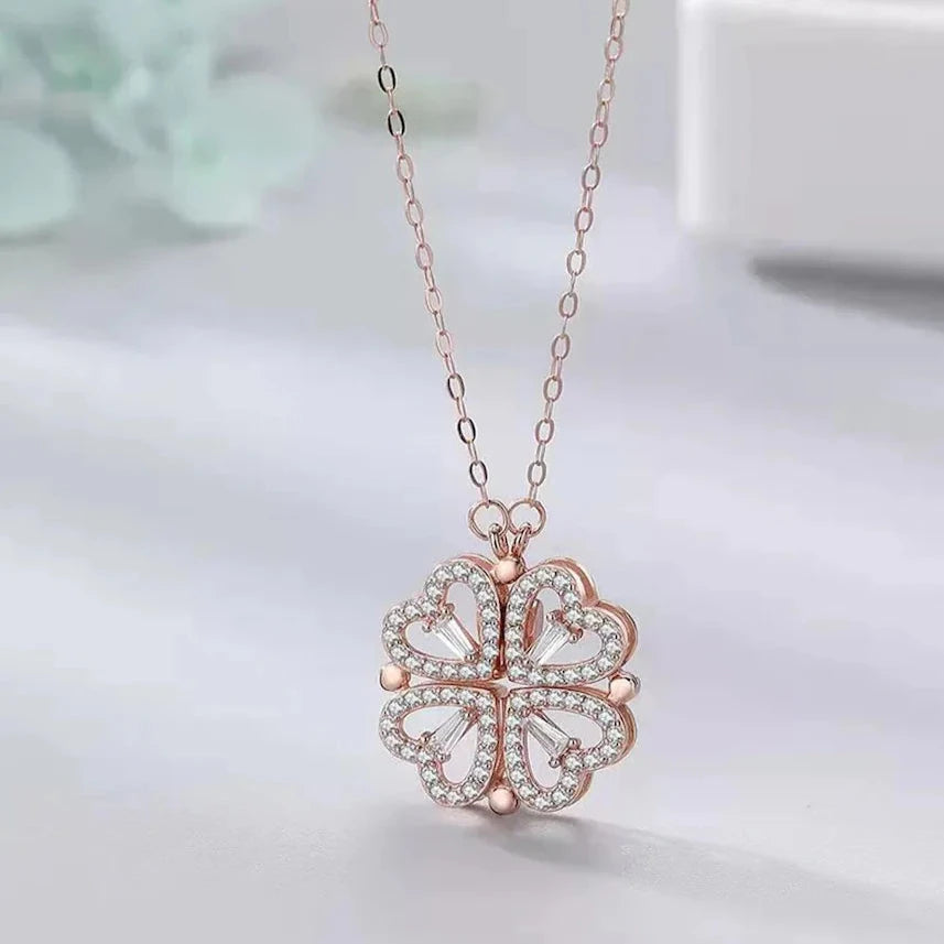 2-in-1  Rose Gold Magnetic Hearts Pendant